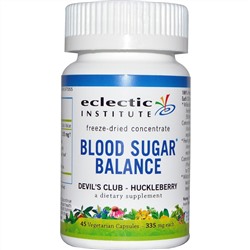 Eclectic Institute, Таблетки для регулирования уровня сахара в крови, заманиха ощетиненная — черника, 335 мг, 45 вегетарианских капсул