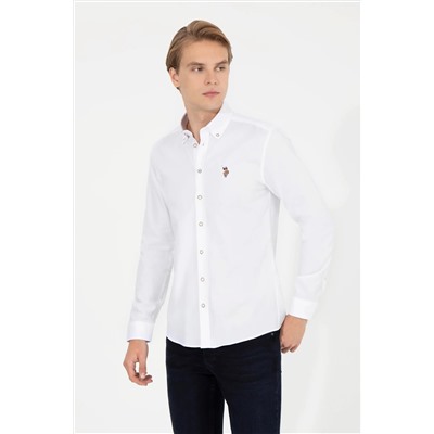 Erkek Beyaz Uzun Kollu Basic Gömlek