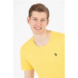 Erkek Koyu Sarı Basic Bisiklet Yaka Tişört