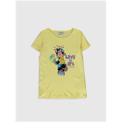 Kız Çocuk Baskılı Pamuklu Tişört, LCW ECO                                            
                                            Kız Çocuk Baskılı Pamuklu Tişört