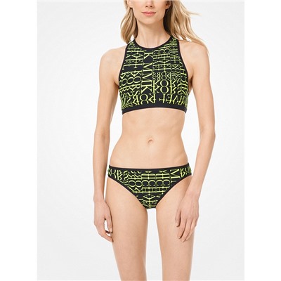 ВЕРХ MICHAEL MICHAEL KORS Newsprint Logo Racerback Bikini Top