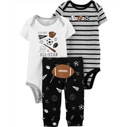 Carter's Baby Boys 3-Pc. Football Cotton Bodysuits & Pants Set