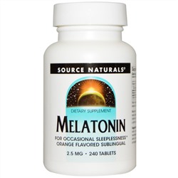 Source Naturals, Melatonin, Orange Flavored Lozenge, 2.5 mg, 240 Lozenges