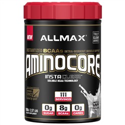ALLMAX Nutrition, Aminocore, BCAA Max Strength, 8 грамм аминоксилот с разветвленной цепью, без глютена, белый виноград, 2,57 фунта (1166 г)