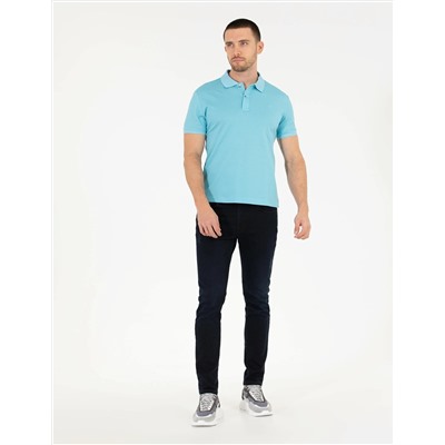 Açık Mavi Slim Fit Polo Yaka Merserize Tişört