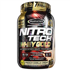 Muscletech, Nitro Tech, 100% Whey Gold, французские ванильные сливки, 999 г (2,2 фунта)