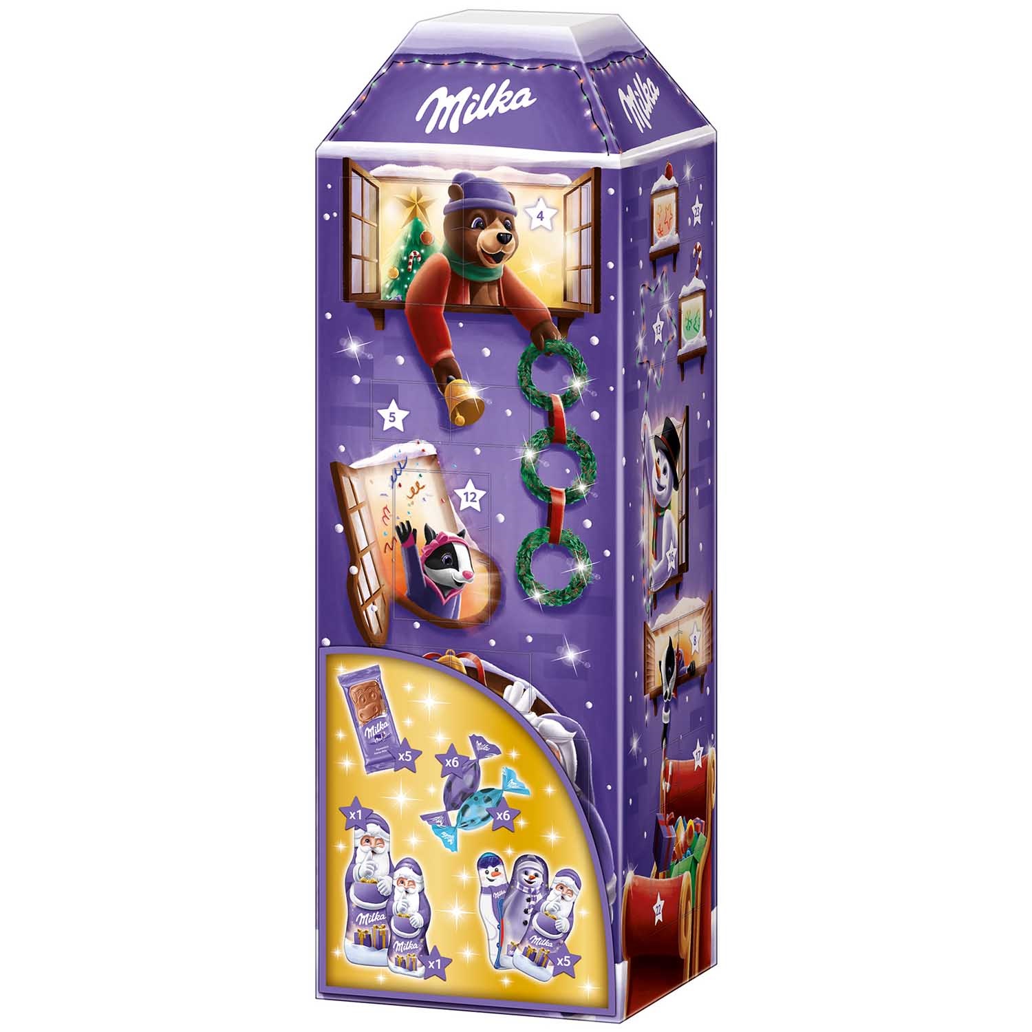 Адвент календарь милков. Milka 3d Advent Calendar 229g. Адвент календарь Милуа. Рождественский набор адвент Milka. Адвент календарь Milka домик 229 гр.