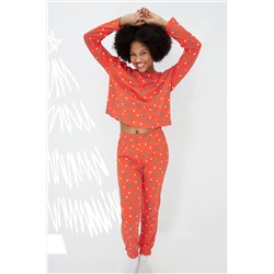 TRENDYOLMİLLA Kırmızı Yılbaşı Temalı Baskılı Örme Pijama Takımı THMAW21PT0771
