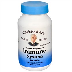 Christopher's Original Formulas, Формула "Иммунная система", 400 мг, 100 вегетарианских капсул