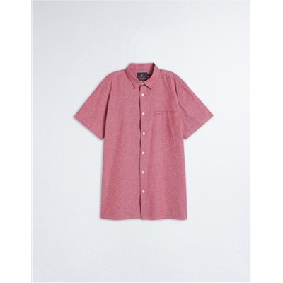 Short Sleeve Cambric Shirt, Men, Red