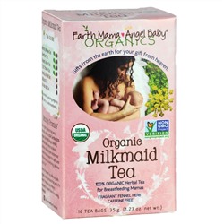Earth Mama Angel Baby, Органический чай с луговым сердечником, ароматный чай с фенхелем, без кофеина, 16 чайных пакетиков, 1.23 унции (35 г)