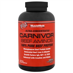 MuscleMeds, Аминокислоты Carnivor Beef, 100% чистый говяжий протеин, 300 таблеток