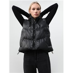 FAUX LEATHER PUFFER GILET