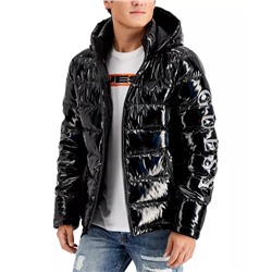 GUESS Men's Holographic Hooded Puffer Jacket