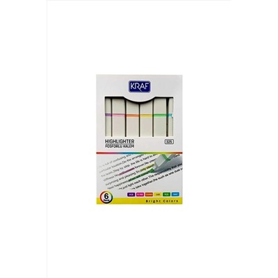 KRAF Pastel Fosforlu Kalem Seti (yassı Gövde) - 6 Renk L325