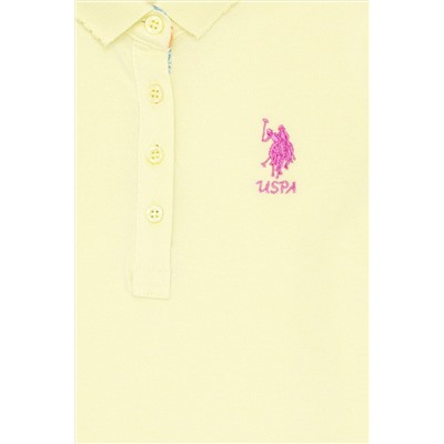 Kız Çocuk Açık Sarı Basic Polo Yaka Tişört