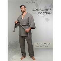 Костюм мужской  домашний VALLY DAY -Кимоно с брюками цвет серый