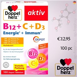 B12 + C + D3 Energie + Immun Tabletten 100St, 110 g