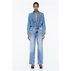 Z1975 STRAIGHT-LEG HIGH-WAIST JEANS WITH PEARL BEADS