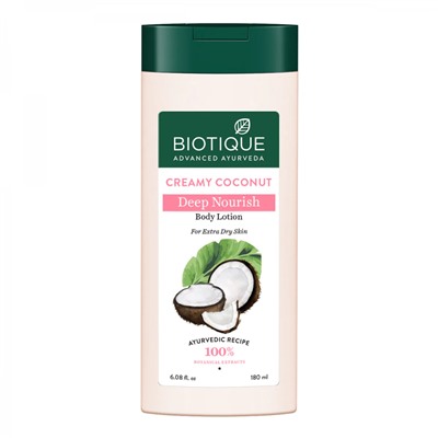 BIOTIQUE Creamy Coconut Deep Nourish Body Lotion Питательный лосьон для тела с кокосовым молоком 180мл