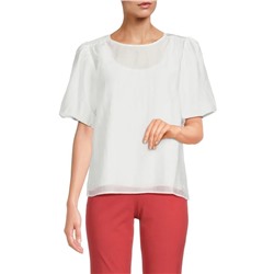 Karl Lagerfeld Paris Puff Sleeve Satin Top