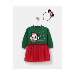 magu Kız Çocuk Mickey Mouse Yılbaşı Noel Temalı Tüllü Elbise MaguMnoel09