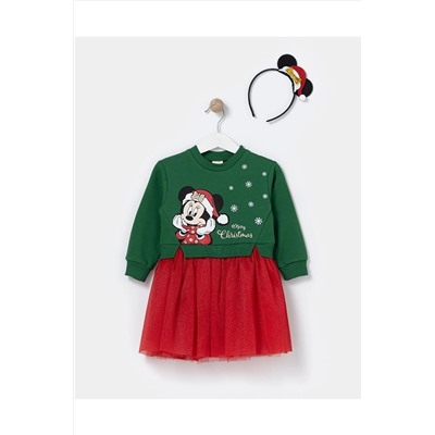 magu Kız Çocuk Mickey Mouse Yılbaşı Noel Temalı Tüllü Elbise MaguMnoel09