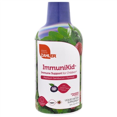 Zahler, ImmuniKid, поддержка иммунитета для детей, мята-земляника, 16 унций (473 мл)