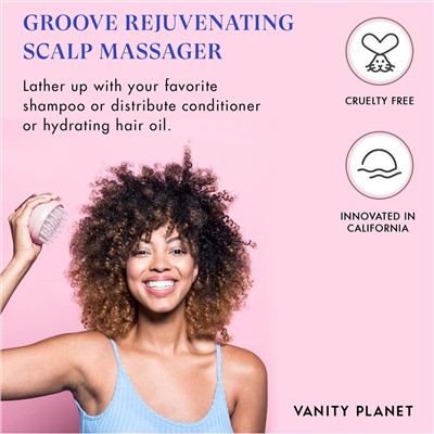 Vanity Planet Scalp Massaging Shampoo Brush - Groove Blush Pink - Handheld Vibrating Massager - Water-Resistant Shower Tool Cleanses and Soothes the Scalp to Promote Hair Growth