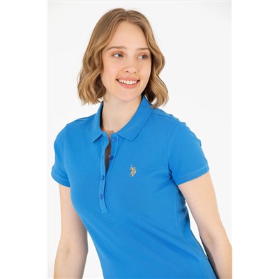 Kadın Saks Basic Polo Yaka Tişört