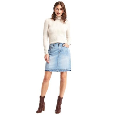 1969 denim let-down hem skirt