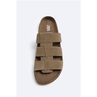 SPLIT SUEDE LEATHER SANDALS WITH STRAPS