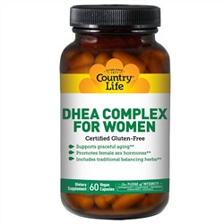 Country Life, Комплекс ДГЭА (дегидроэпиандростерона), для женщин, 60 вегетарианских капсул