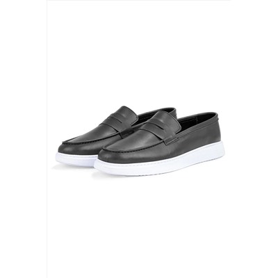 Ducavelli Trim Hakiki Deri Erkek Günlük Ayakkabı Loafer Ayakkabı, Hafif Ayakkabı, Yazlık Ayakkabı Siyah 8683249518110