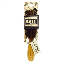 Bass Brushes,  Полуовальная (мягкая) щетка с 100%-ной щетиной дикого кабана, деревянная ручка для тонких волос, 1 щетка для волос