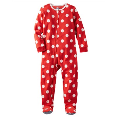 1-Piece Polka Dot Microfleece PJs