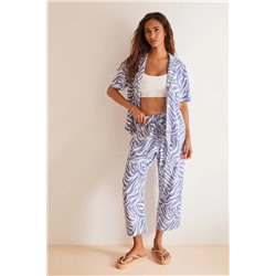 Pijama camisero Capri cebra azul