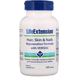 Life Extension, Формула омоложения волос, кожи и ногтей от VERISOL, 120 таблеток