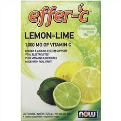 Now Foods, Effer-C, Effervescent Drink Mix, Lemon-Lime, 30 Packets, (7.5 g) Each