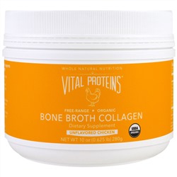 Vital Proteins, Костяной куриный бульон органического происхождения, без приправы, 10 унций (280 г)