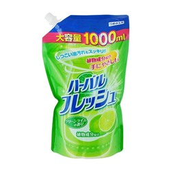 Mitsuei Средство  для мытья посуды, фруктов и овощей аромат лайма мягкая упаковка 1000мл сменная упаковка