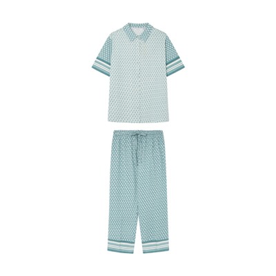 Pijama camisero 100% algodón sello flor