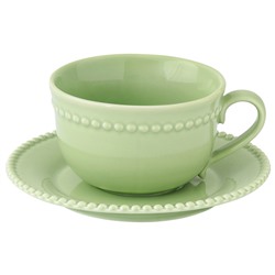 Чашка с блюдцем Tiffany, зелёная, 0,25 л, 60354