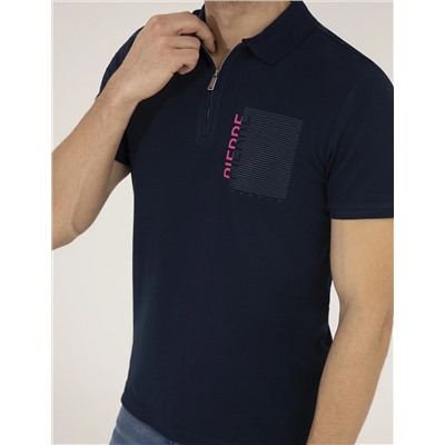 Lacivert Slim Fit Fermuarlı Polo Yaka Tişört