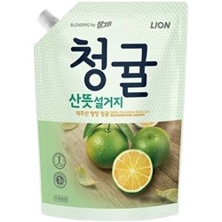 LION BLENDING GreenTangerine  Pouch Средство для мытья посуды с экстрактом японского мандарина "Chamgreen" 1000мл