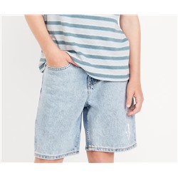 Knee Length Baggy Non-Stretch Jean Shorts for Boys