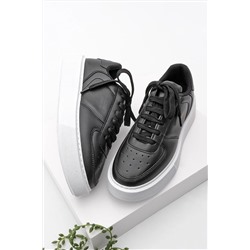 Marjin Kadın Sneaker Yüksek Taban Bağcıklı Spor Ayakkabı Azin siyah 20Y0034PM101