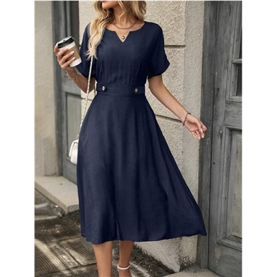 SHEIN Clasi Notched Neckline Batwing Sleeve Dress