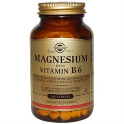 Solgar, Магний, с витамином В6, 250 таблеток