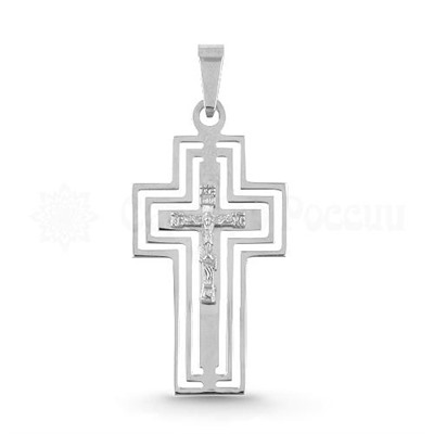 Крест из серебра родированный